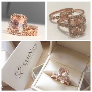 14k Rose Gold/Morganite Wedding Set